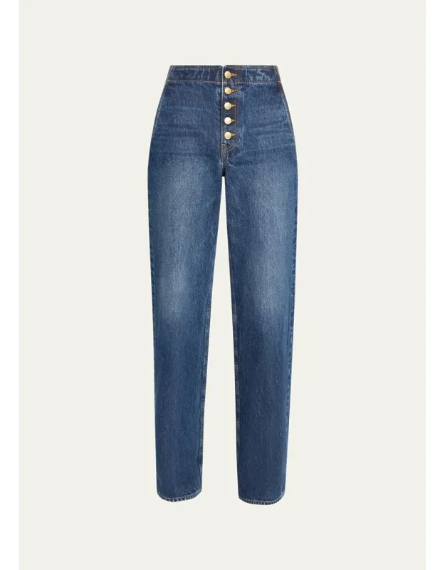 Jasmine Low-rise Jeans With Exposed Button Fly And Straight Legs