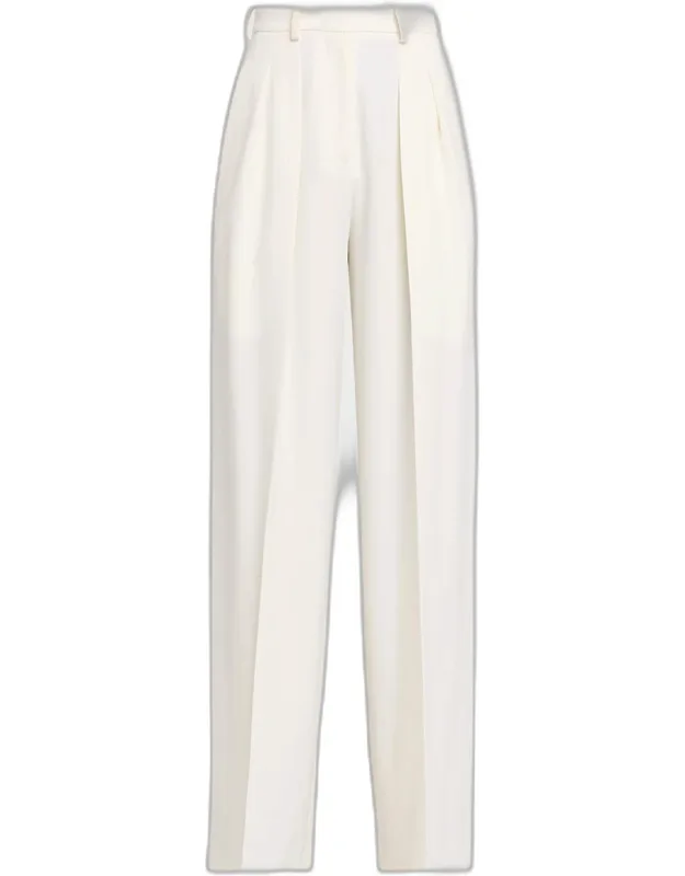 Pleated High-rise Wool Pants