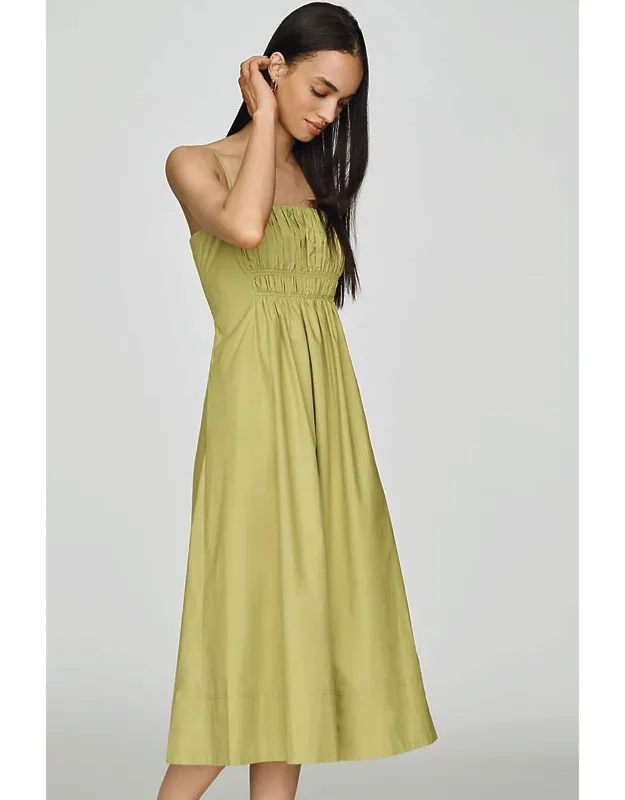 Cotton Ruched Midi Dress