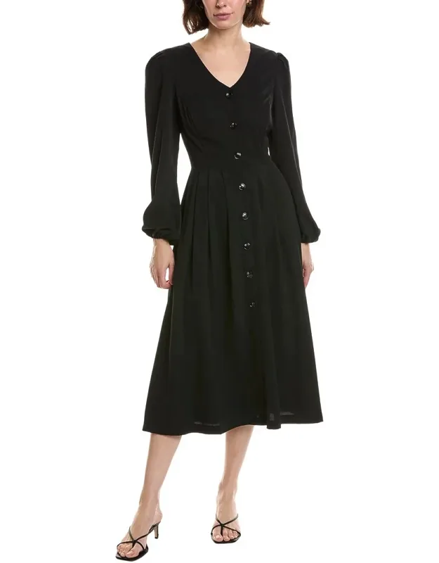 Sleeve Fold Pleated Shirtdress