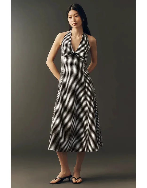 Cotton Halter Midi Dress