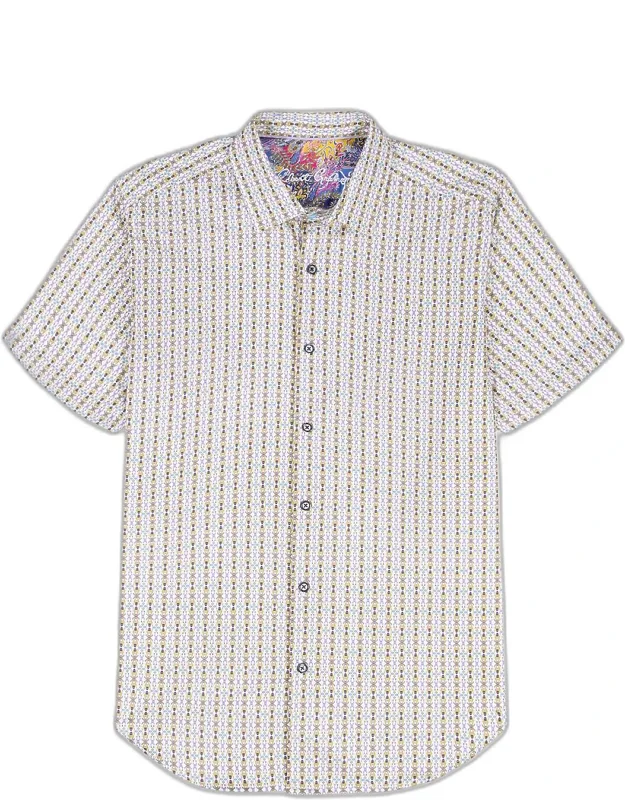 Abbotswell Geometric Stretch-cotton Short-sleeve Shirt