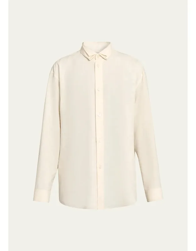 Pleated-collar Dress Shirt