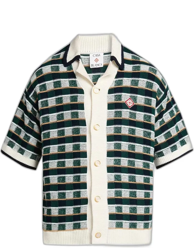 Mosaic Cotton Knit Shirt