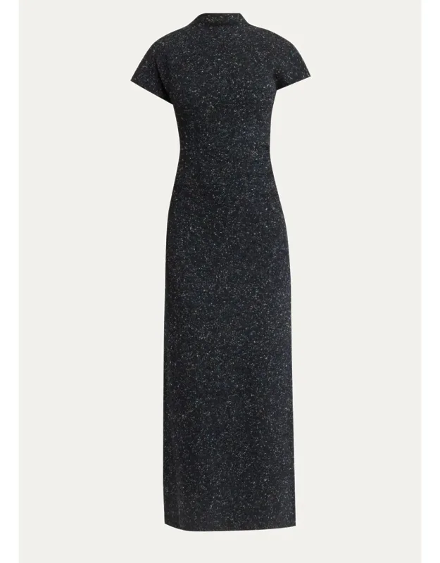 Donegal-effect Knit Wool Maxi Dress