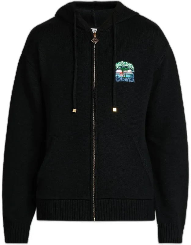 Cotton Tuck-stitch Full-zip Hoodie