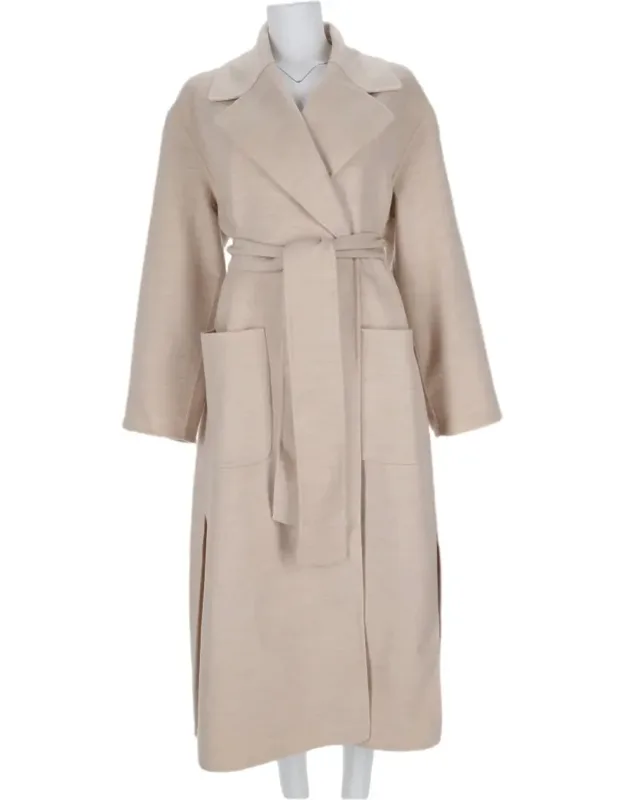 Knee-length Relaxed Fit Belted Wool Coat