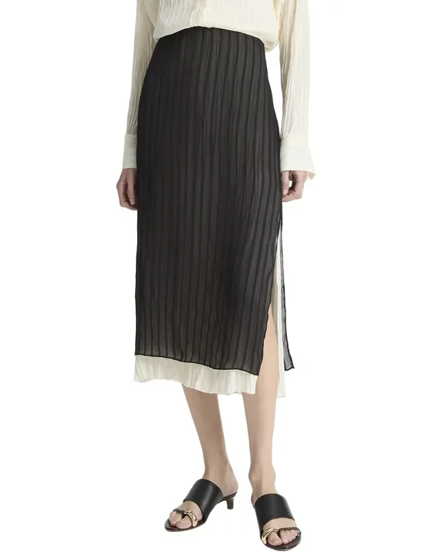 Layered Stripe Pencil Skirt
