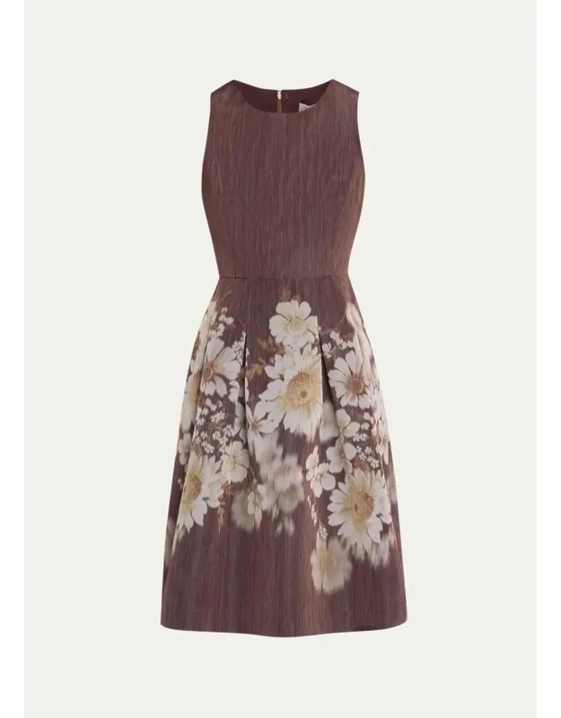 Pleated Floral-print Dress