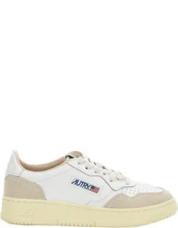 White Medalist Low Leather Sneakers With Perforated Toe Box And Rubber Outsole
