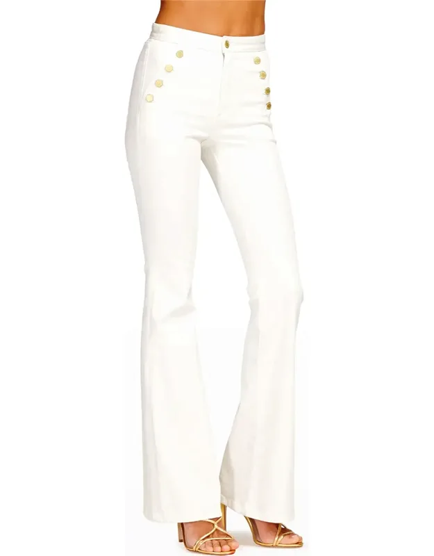 Sailor-button Straight Leg Jeans