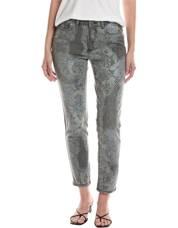 Slim-leg Full-length Printed Jeans