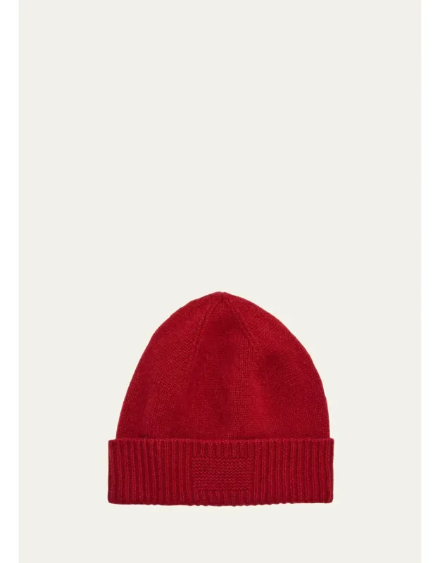 Rib Cuff Cashmere Beanie
