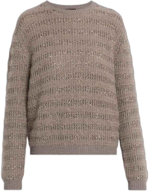 Sequin Striped Wool-mohair Sweater