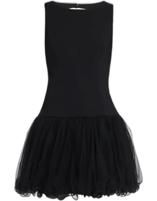 Neriva Sleeveless Fit & Flare Tulle Skirt Mini Dress