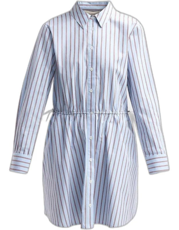 Striped Poplin Mini Shirtdress