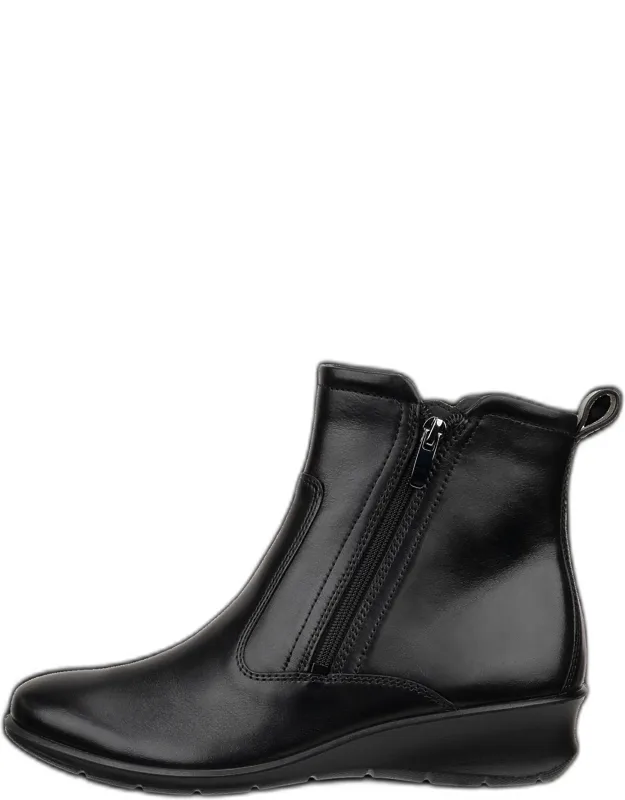 Felicia Leather Ankle Wedge Boots