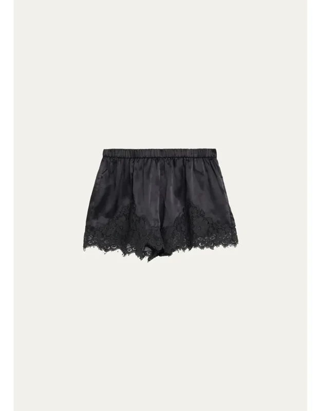Lace-trim Satin Shorts