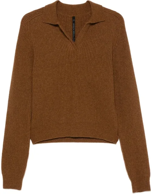 Ribbed-knit Polo Sweater