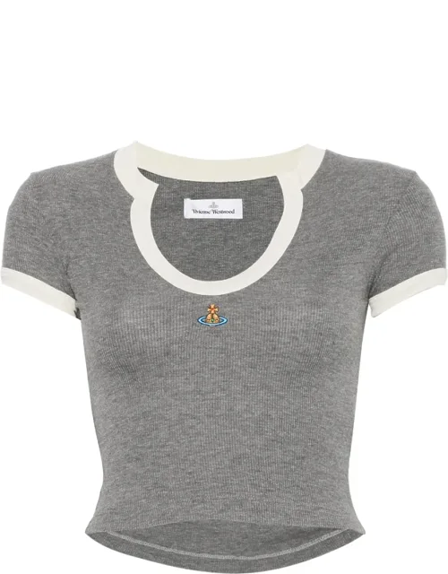 Orb-embroidered Contrast-trim T-shirt