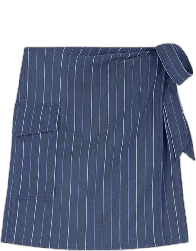 Striped Jacquard Denim Mini Wrap Skirt