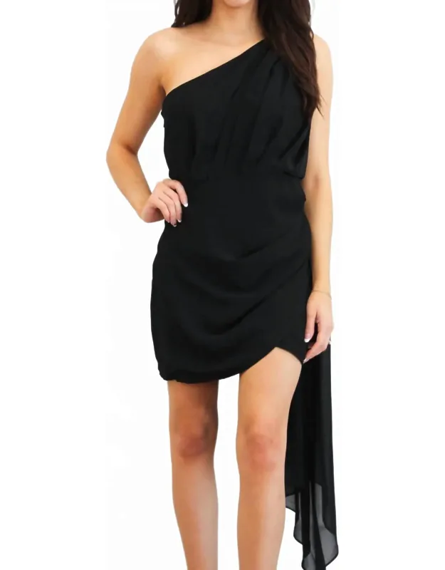 Pretty Little Devil Drape One Shoulder Dress