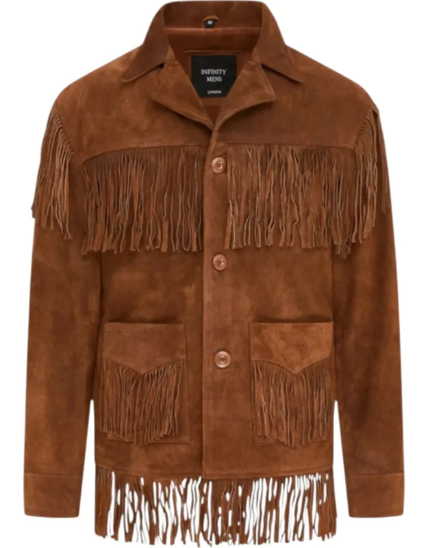 Retro Cowboy Suede Leather Fringe Jacket