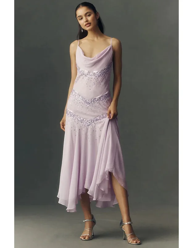 Chiffon Sequin Midi Dress