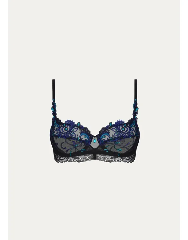 Embroidered Lace-trim Bra