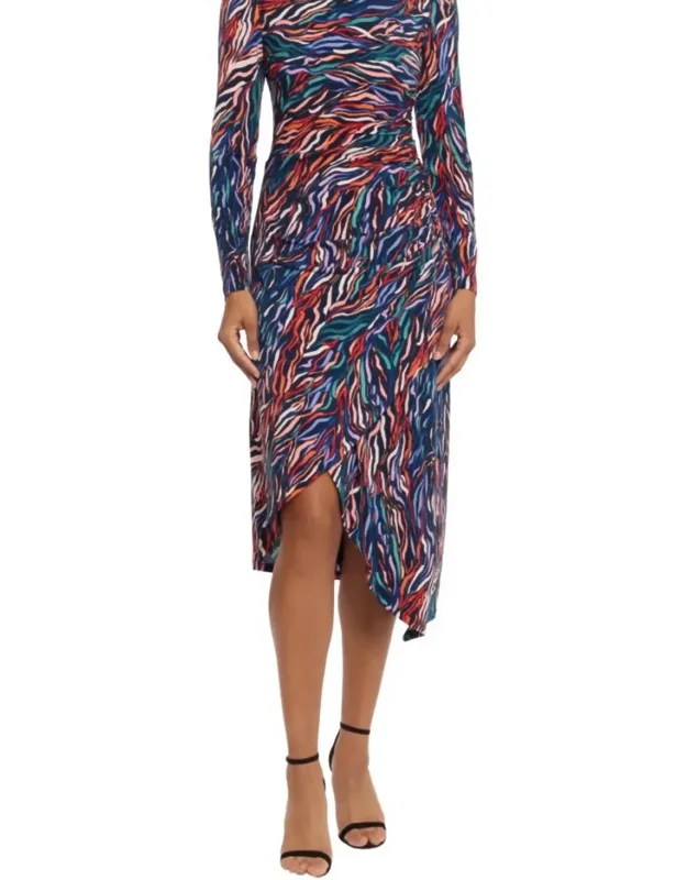 Asymmetric Neckline Midi Dress