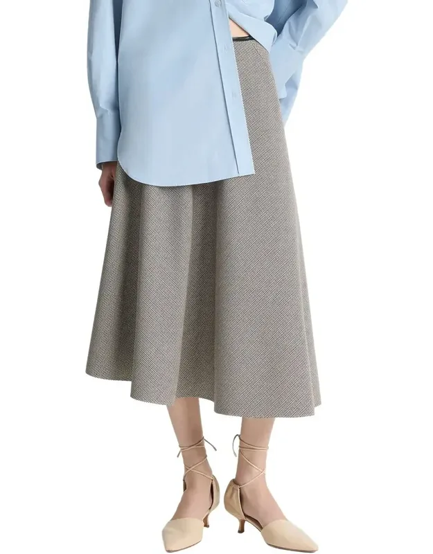 Asymmetrical Plaid Wool-blend Skirt