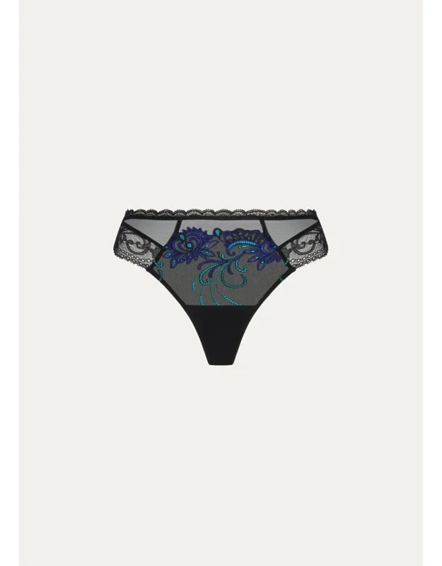 Embroidered Lace & Tulle Thong