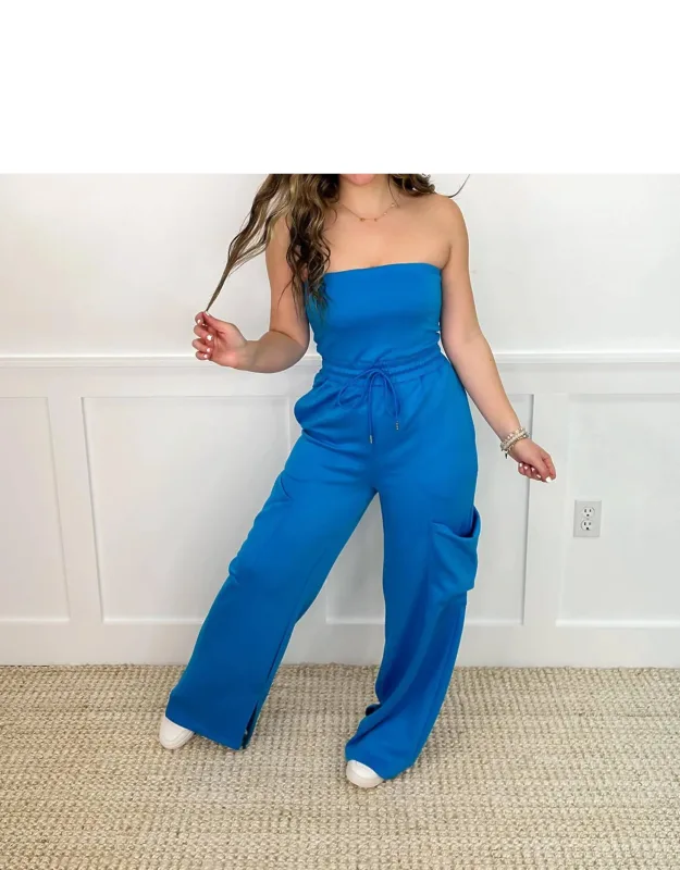 Dance It Out Rayon Blend Strapless Jumpsuit