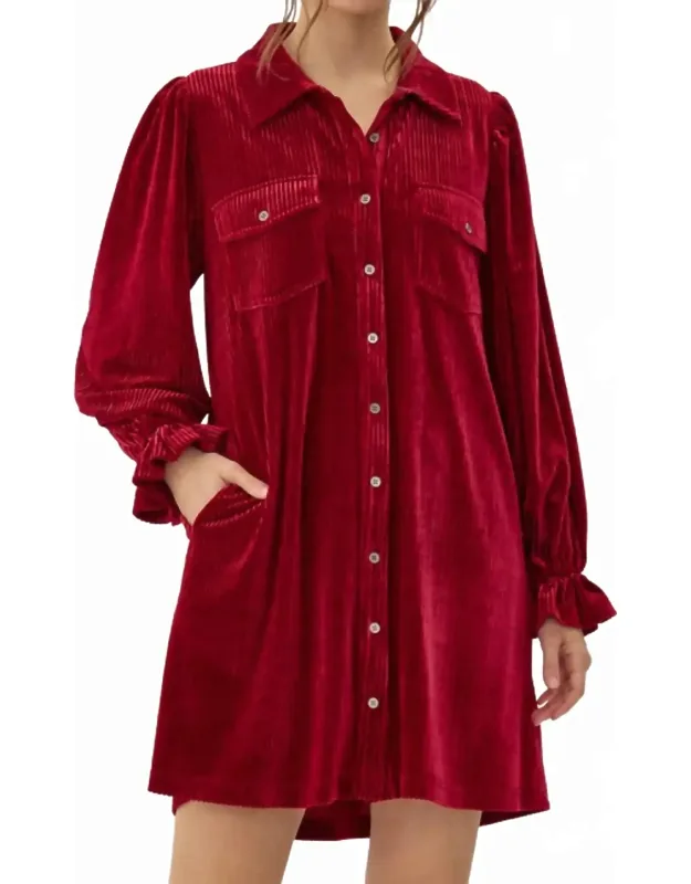 Corduroy Velvet Shirt Dress