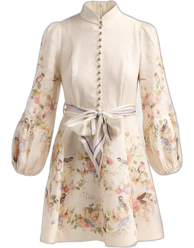 Floral Linen Button Mini Dress
