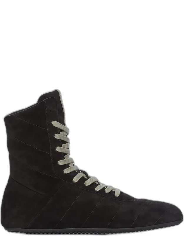 Quilted Minimal Suede High-top Sneakers