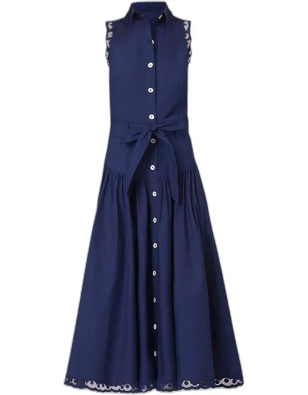 Lace-trim Midi Shirtdress