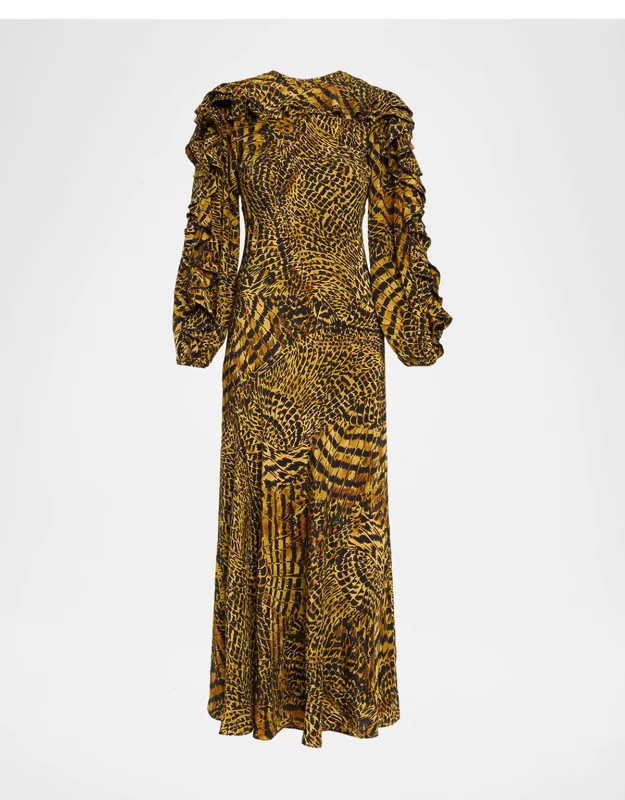 Sabrina Long-sleeve Silk Maxi Dress