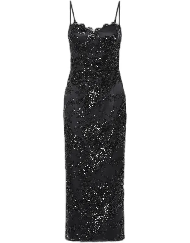 Sequin Lace Column Midi Dress