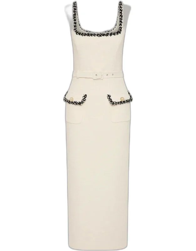 Bonded Tweed Midi Dress