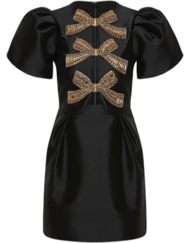 Cutout Bow-embellished Mini Dress