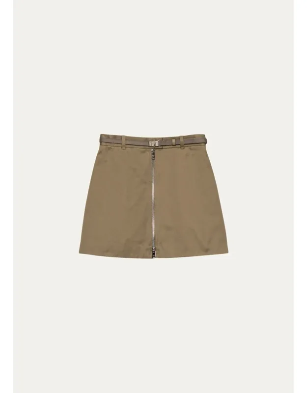 Belted Cotton-blend Mini Skirt