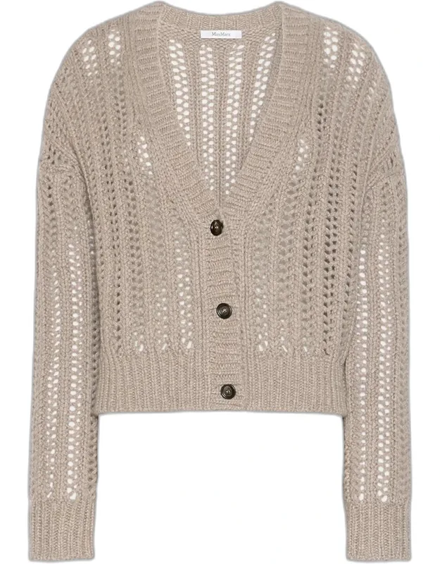 Open-knit V-neck Crop Cardigan