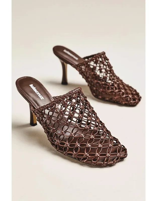Woven Heeled Mules