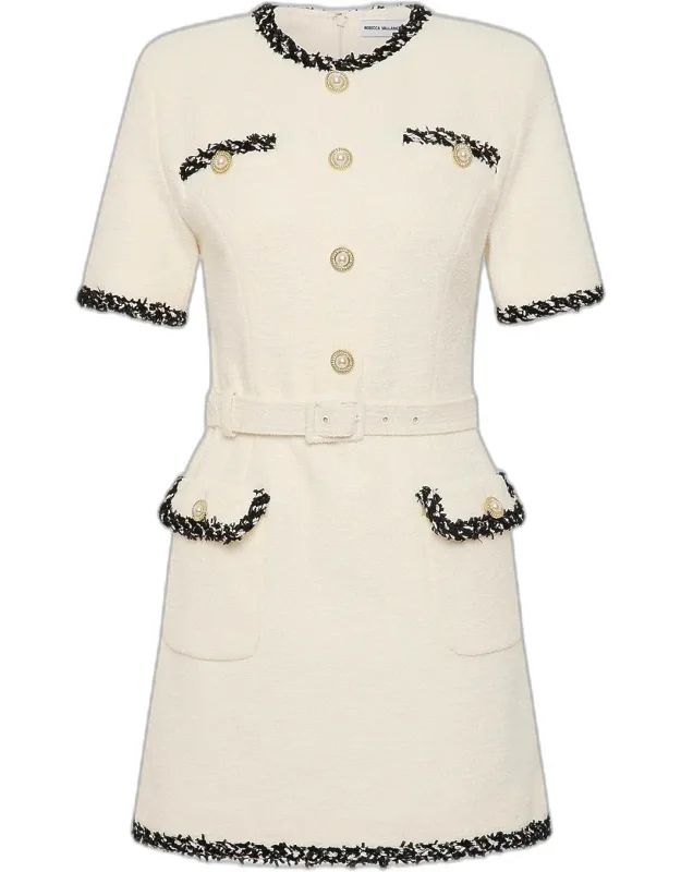 Contrast-trim Tweed Mini Dress
