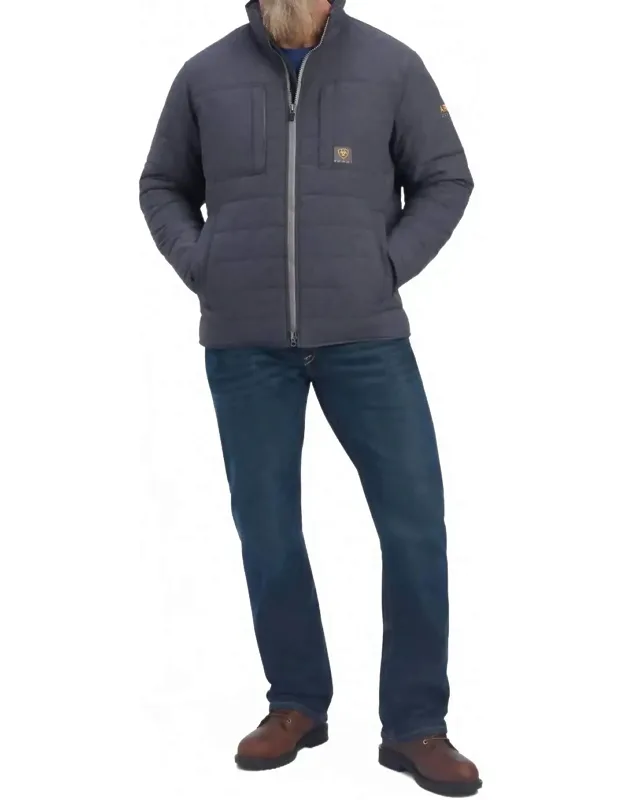 Rebar Valiant Stretch Canvas Water Resistant Insulated Jacket In Charcoal Heather