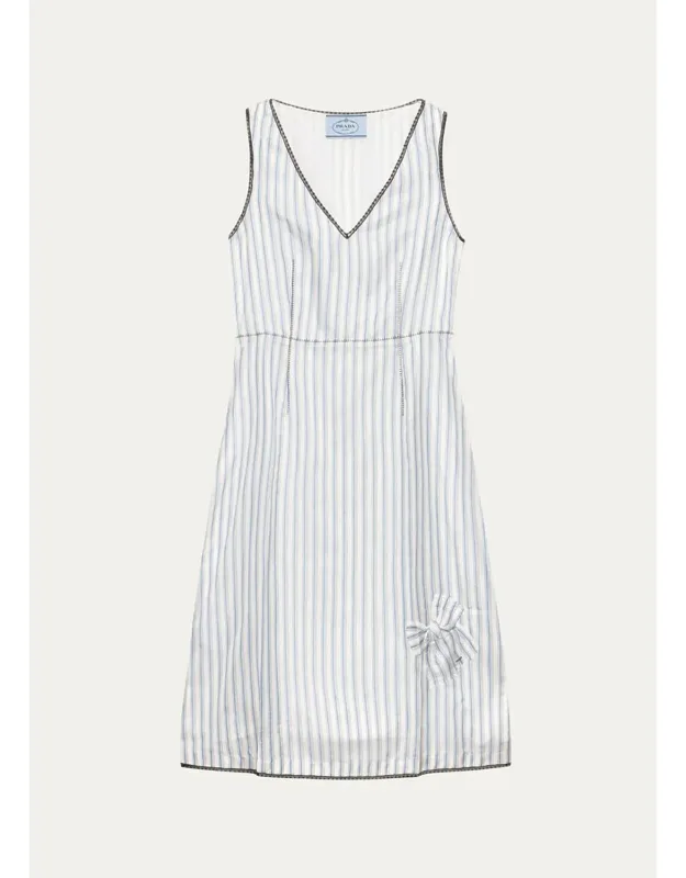 Striped V-neck Midi Dress