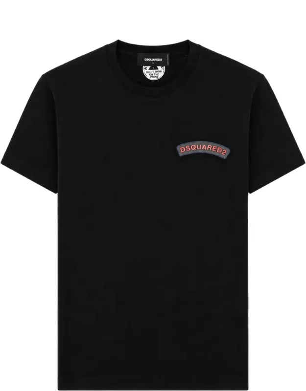 Curved Logo Patch Cotton T-shirt