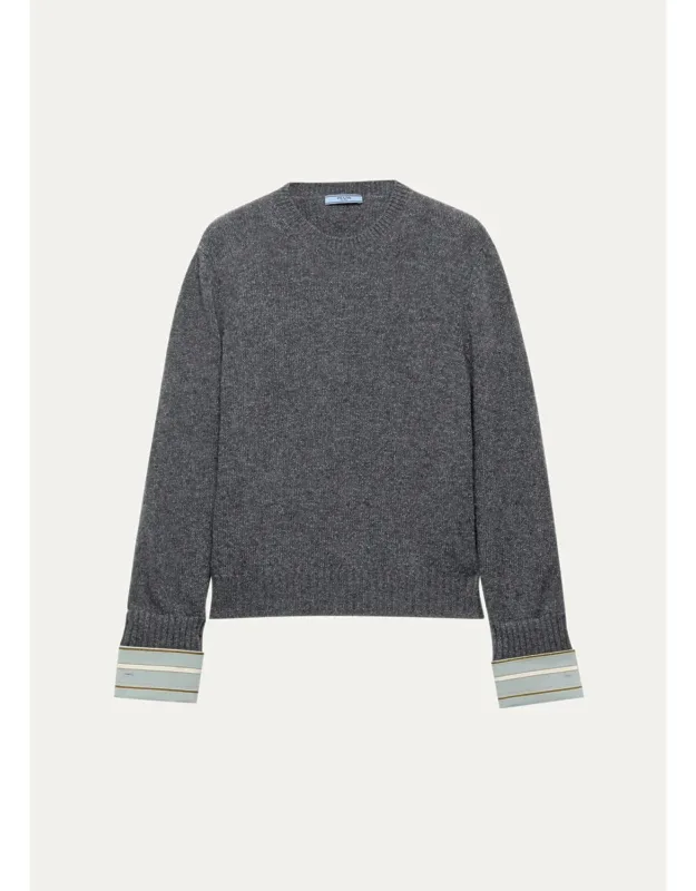 Contrast-cuff Cashmere-wool Sweater