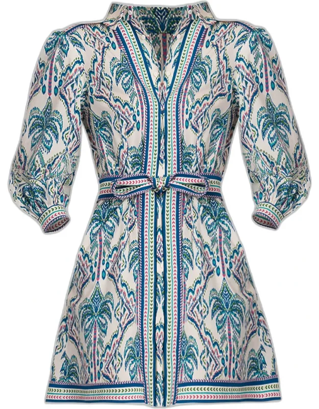 Floral Tapestry-print Stretch-cotton Mini Shirtdress